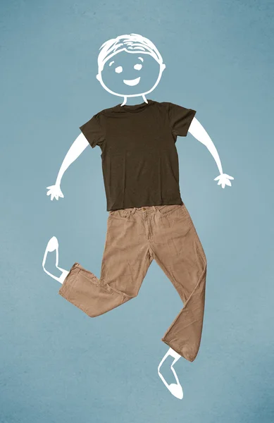 Funny cute smiley character in casual clothes — Stock Photo, Image