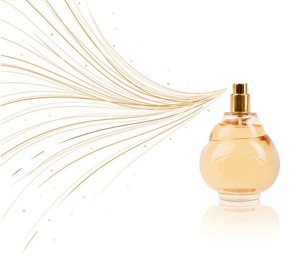 Színes vonalakat permetező parfümpalack — Stock Fotó