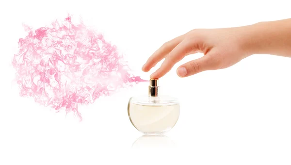 Woman hands spraying perfume — Stock Photo, Image