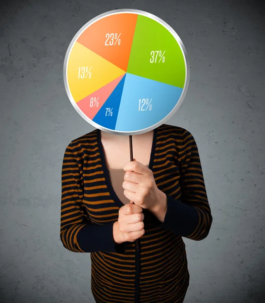 Young woman holding a pie chart — Stock Photo, Image