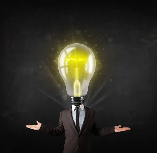 Business man with light bulb head concept — Stock Photo, Image