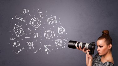 fotoğrafçı kız çekim fotoğraf simgeler