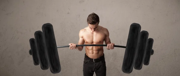 Muscular man lifting weights — Stock Photo, Image