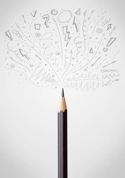 Penna närbild med skissartad pilar — Stockfoto