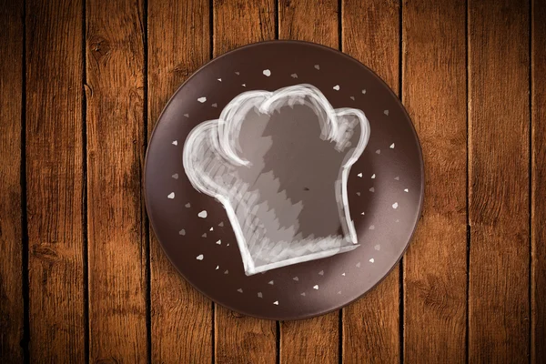 Bunte Platte mit handgezogenem weißen Koch-Symbol — Stockfoto