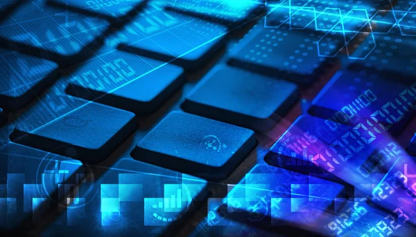 Teclado con códigos de programación brillantes — Foto de Stock