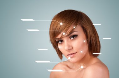 yüz tedavi modern okları ile genç seksi kız