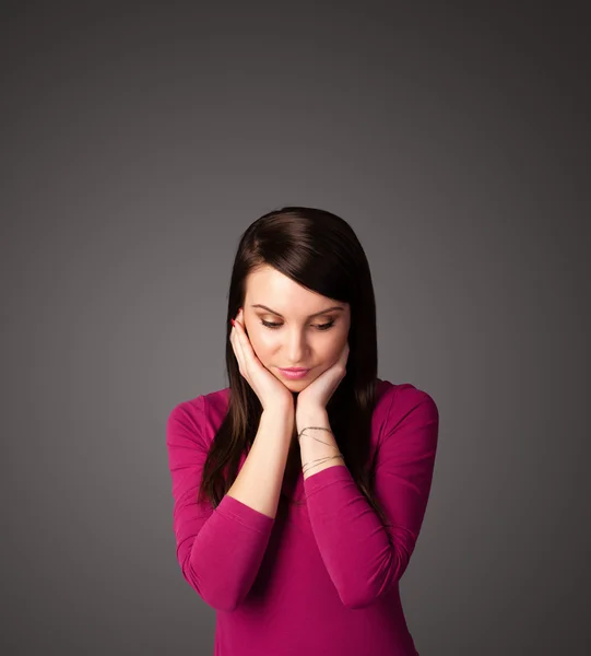 Young woman thinking with copy space — Stock Photo, Image