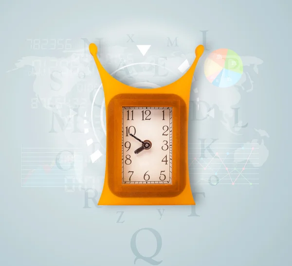 Часы с мировым временем и финансовой концепцией бизнеса — стоковое фото