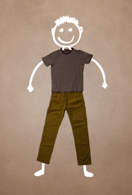 Elle çizilmiş sıradan kıyafetler. Komik karakter.