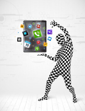 Tam takım elbiseli adam Holdig Tablet PC