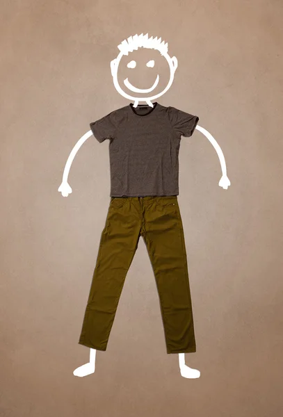 Casual clothes with hand drawn funny character — Stock Photo, Image