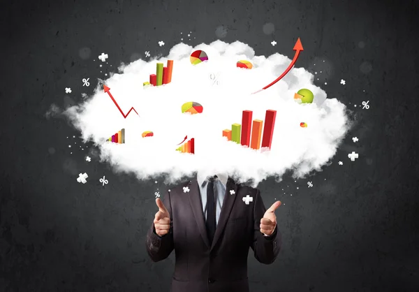 Modern business man with a graph cloud head — Stock Photo, Image