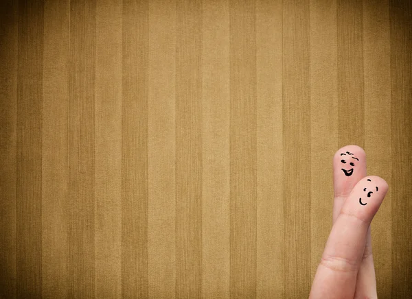 Šťastný prst smajlíky s vinobraní pruhy tapety pozadí — Stock fotografie