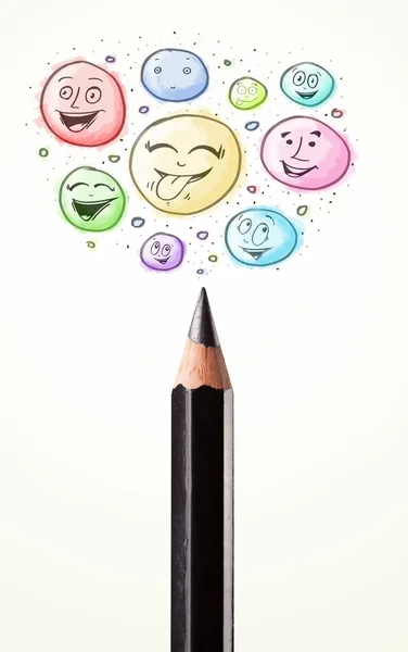 Smiley faces coming out of pencil — Stock Photo, Image