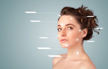 yüz tedavi modern okları ile genç seksi kız