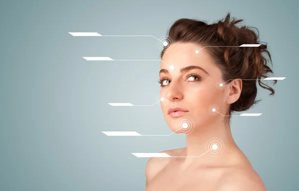 Young sexy girl with facial treatment modern arrows — Stock Photo, Image