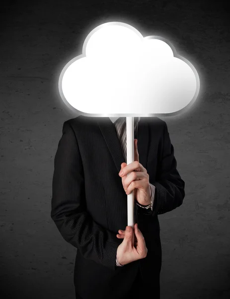 Businessman holding a cloud — Stock Photo, Image