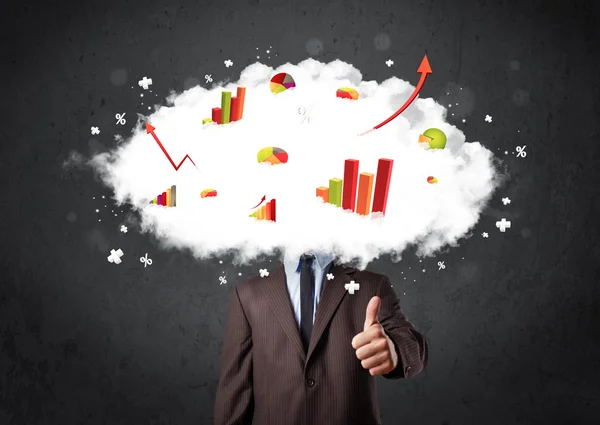 Modern business man with a graph cloud head — Stock Photo, Image