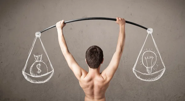 Skinny guy trying to get balanced — Stock Photo, Image