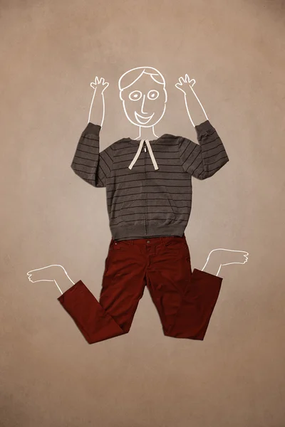 Handgezeichnete lustige Figur in lässiger Kleidung — Stockfoto