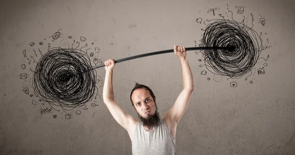 Ragazzo magro sconfiggere situazione caos — Foto Stock