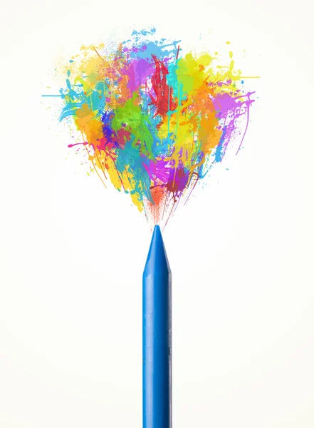 Colored paint splashes coming out of crayon — Stock Photo, Image