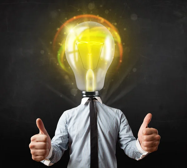 Business man with light bulb head concept — Stock Photo, Image