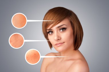 güzel genç kız yüz bakım ok işaretleri hasarlı Kayak