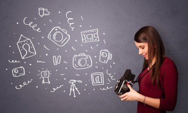 fotoğrafçı kız çekim fotoğraf simgeler