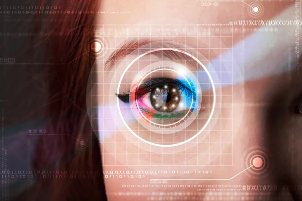 Mujer cibernética con mirada technolgy — Foto de Stock