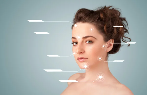 Young sexy girl with facial treatment modern arrows — Stock Photo, Image