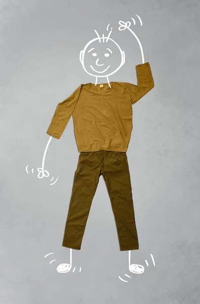 Roztomilý legrační kreslený postava v ležérní oblečení — Stock fotografie