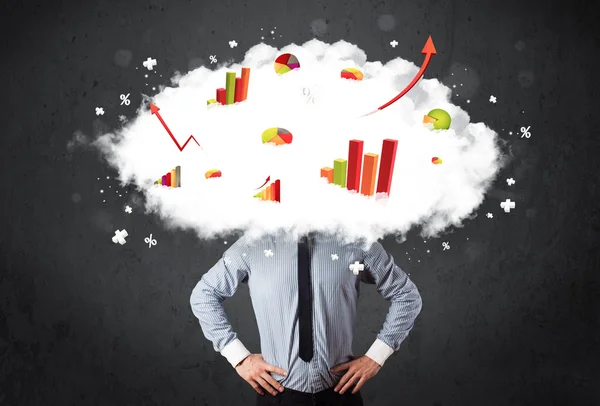 Modern affärsman med en graf moln huvud — Stockfoto