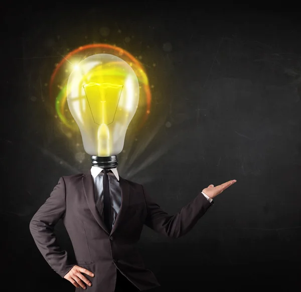 Business man with light bulb head concept — Stock Photo, Image