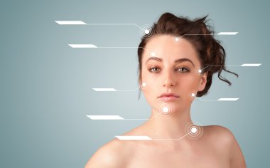 yüz tedavi modern okları ile genç seksi kız