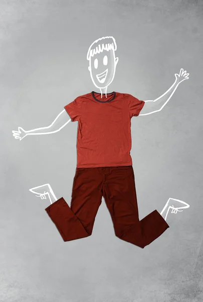 Personaggio divertente disegnato a mano in abiti casual — Foto Stock
