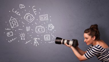 fotoğrafçı kız çekim fotoğraf simgeler