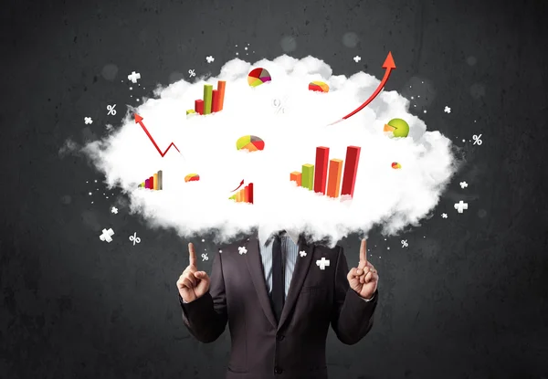 Modern business man with a graph cloud head — Stock Photo, Image