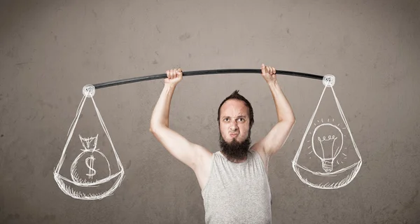 Magro cara tentando obter equilibrado — Fotografia de Stock