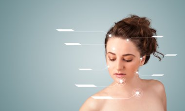 yüz tedavi modern okları ile genç seksi kız