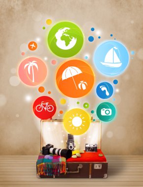 bavul renkli yaz simgeler ve semboller