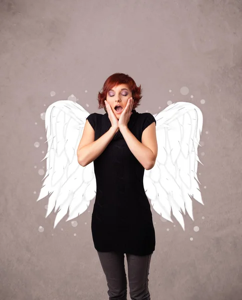 Person with angel illustrated wings — Stock Photo, Image