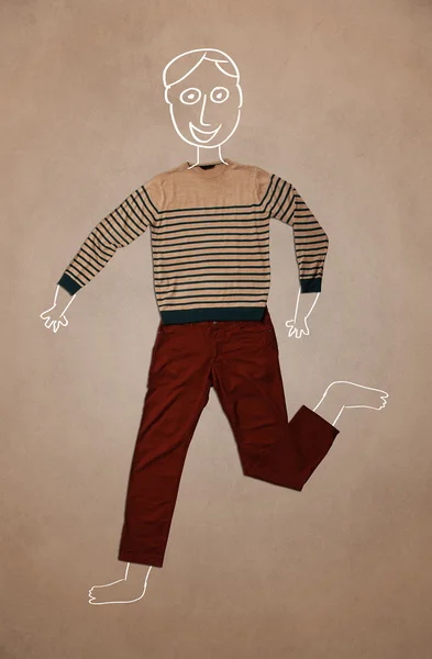 Hand drawn funny character in casual clothes — Stock Photo, Image