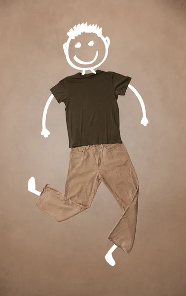 Casual clothes with hand drawn funny character — Stock Photo, Image