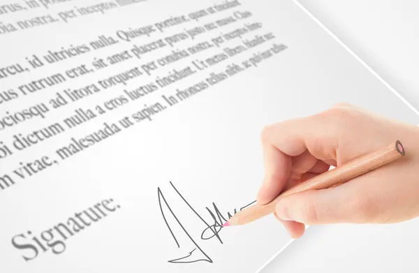Firma personale scritta a mano su un modulo cartaceo — Foto Stock