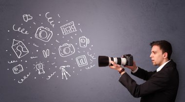 genç fotoğraf çekim fotoğraf simgeler