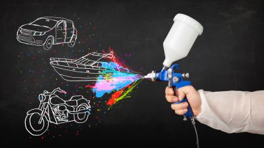 adam araba, tekne ve motosiklet airbrush sprey boya ile çizmek