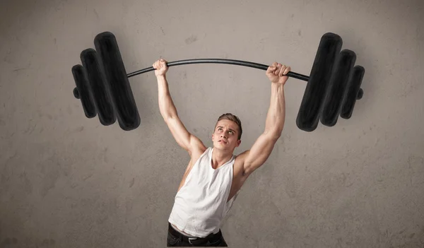 Musclé homme levant des poids — Photo