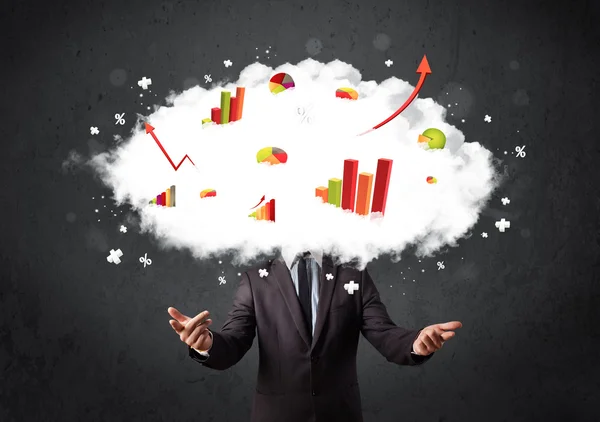 Modern business man with a graph cloud head — Stock Photo, Image